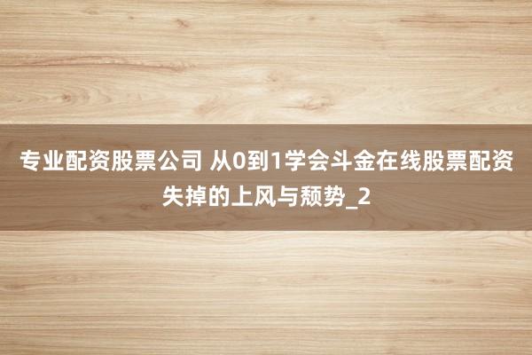 专业配资股票公司 从0到1学会斗金在线股票配资失掉的上风与颓势_2