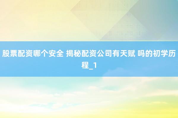 股票配资哪个安全 揭秘配资公司有天赋 吗的初学历程_1